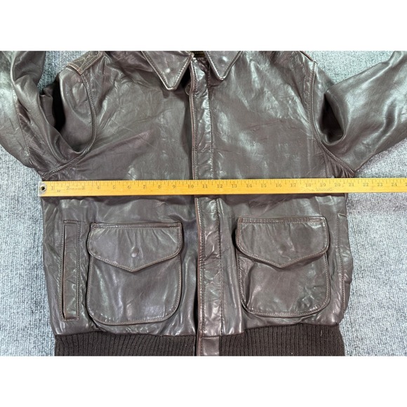 Avirex Type A-2 Flight Jacket Mens 40 Brown Leather Bomber Military Style Jacket - Picture 8 of 14